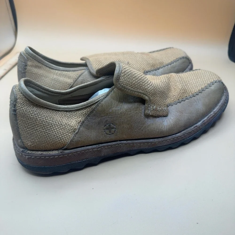 Doc Martens Slip-On Loafer Shoe Canvas Tan Men's Size 12 (rough condition)